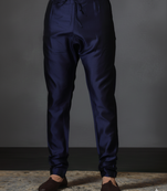 Navy blue plain dupion silk churidar for festive, reception, weddings