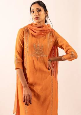 Rust orange midnight suit set with duppata 2