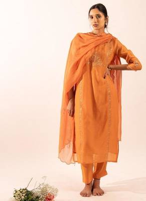 Rust orange midnight suit set with duppata 3