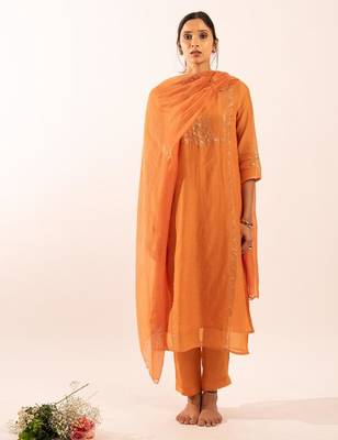 Rust orange midnight suit set with duppata 4