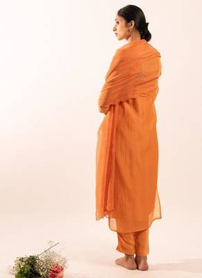 Rust orange midnight suit set with duppata 5