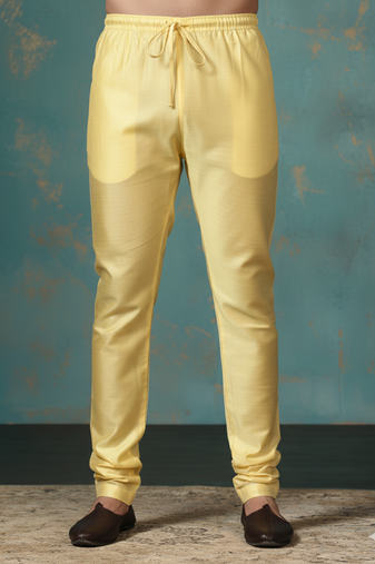 Golden plain dupion silk churidar for festive, reception, weddings