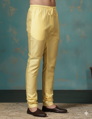 Golden plain dupion silk churidar for festive, reception, weddings 3