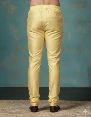 Golden plain dupion silk churidar for festive, reception, weddings 4