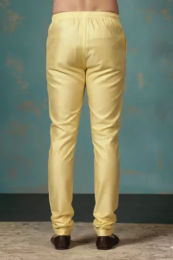 Golden plain dupion silk churidar for festive, reception, weddings