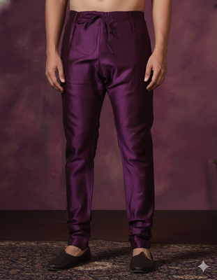 Purple plain dupion silk churidar for festive, reception, weddings 1