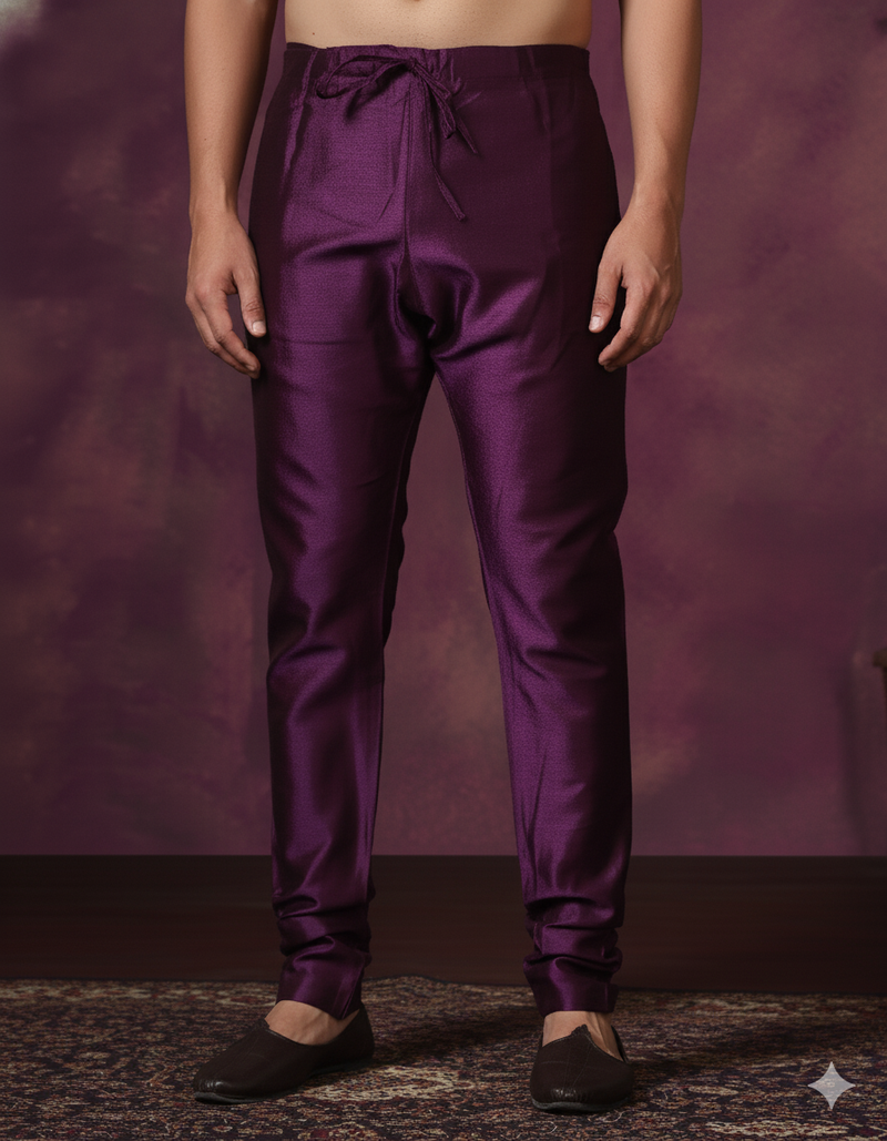 Purple plain dupion silk churidar for festive, reception, weddings