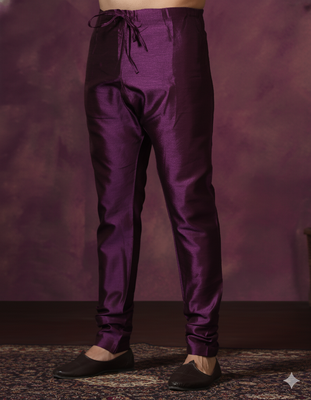 Purple plain dupion silk churidar for festive, reception, weddings 2