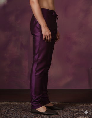 Purple plain dupion silk churidar for festive, reception, weddings 3