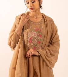 Chiku floral applique chanderi suit set with duppata