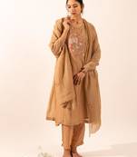 Chiku floral applique chanderi suit set with duppata