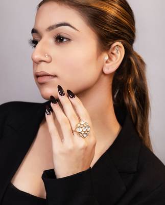 Gold plated kundan ring 1