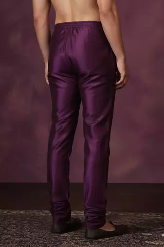 Purple plain dupion silk churidar for festive, reception, weddings