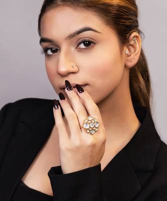 Gold plated kundan ring 2