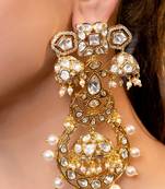 Gold plated kundan chandbali earrings