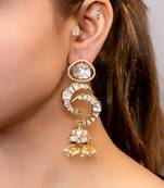 Gold plated kundan jhumka earrings