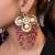 Gold plated kundan red stones drop earrings