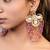 Gold plated kundan red stones drop earrings