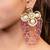 Gold plated kundan red stones drop earrings