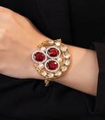 Gold plated kundan red stones bracelet
