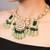 Gold plated kundan green stones necklace