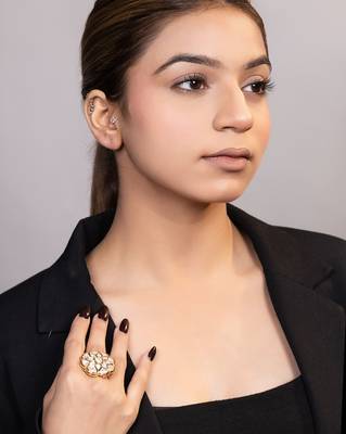 Gold plated kundan ring 1