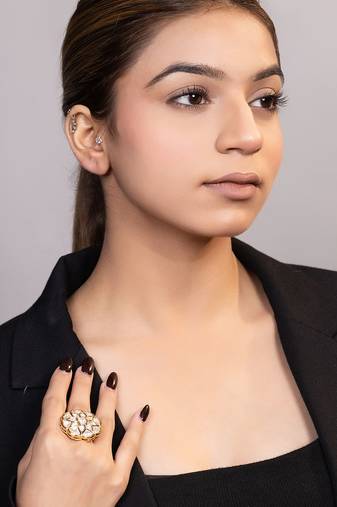 Gold plated kundan ring