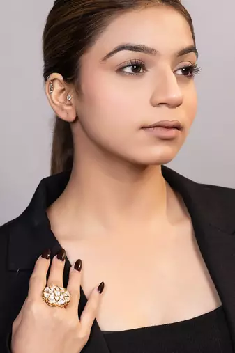 Gold plated kundan ring