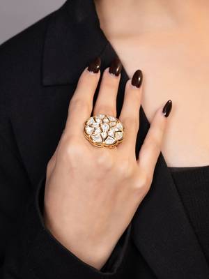 Gold plated kundan ring 2