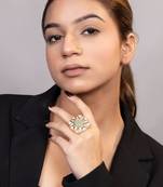 Gold plated kundan green stones ring