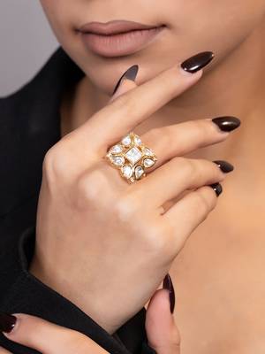 Gold plated kundan ring 2