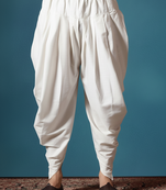 Cream plain dupion silk Dhoti for festive, reception, weddings