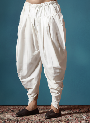 Cream plain dupion silk Dhoti for festive, reception, weddings 2