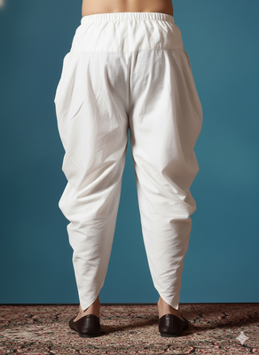 Cream plain dupion silk Dhoti for festive, reception, weddings 4