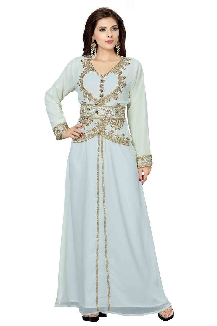 White gold work fancy jacket kaftan