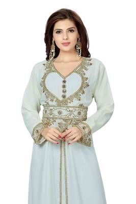 White gold work fancy jacket kaftan 3