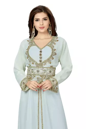 White gold work fancy jacket kaftan