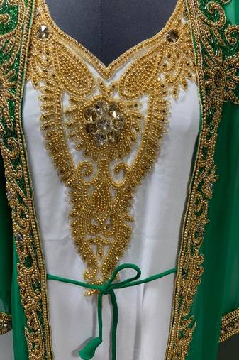 White green jacket style moroccan takchita kaftan