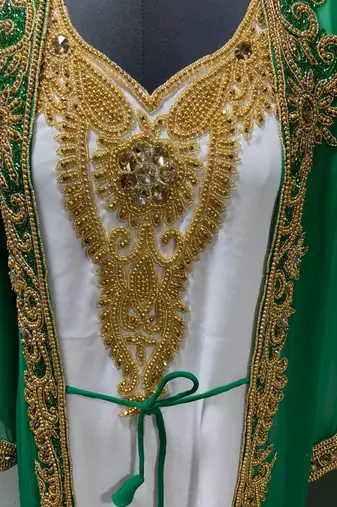 White green jacket style moroccan takchita kaftan