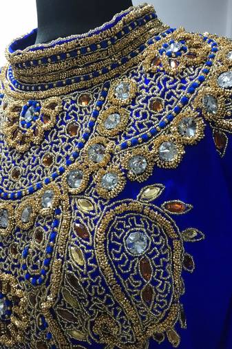 Royal blue fancy beading work farasha kaftan