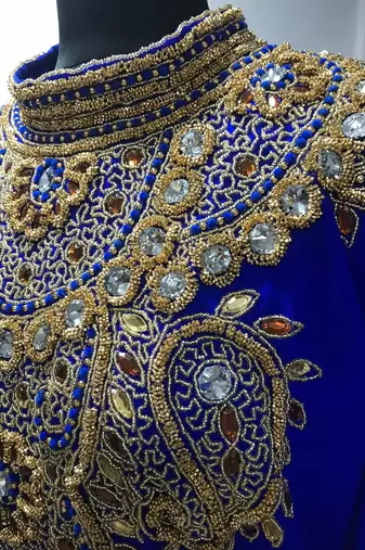 Royal blue fancy beading work farasha kaftan