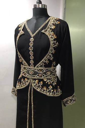 Black gold work fancy jacket kaftan