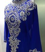 Royal blue heavy crystal stone work farasha kaftan