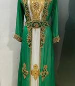 White green jacket style moroccan takchita kaftan