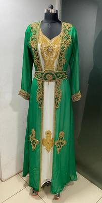White green jacket style moroccan takchita kaftan 3