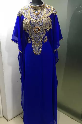 Royal blue fancy beading work farasha kaftan