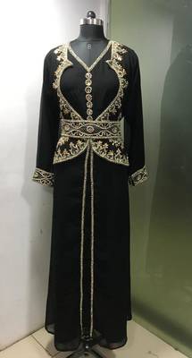 Black gold work fancy jacket kaftan 2