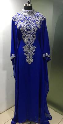 Royal blue heavy crystal stone work farasha kaftan 2