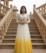 White Georgette Floral Printad Work Lehenga set  with Choli 