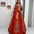 Rust Orange vichitra silk thread work readymade anarkali style lehenga set